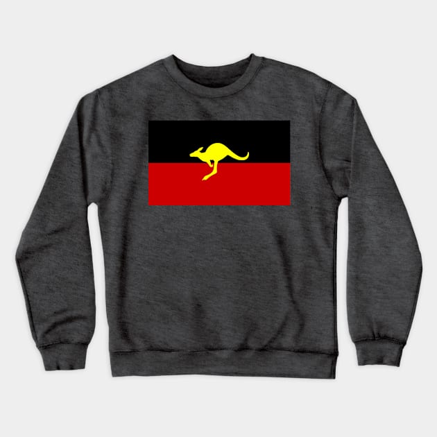 Aboriginal Australian Flag - Kangaroo Silhouette Crewneck Sweatshirt by Historia